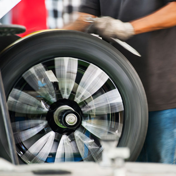 Inside a garage - balancing wheels